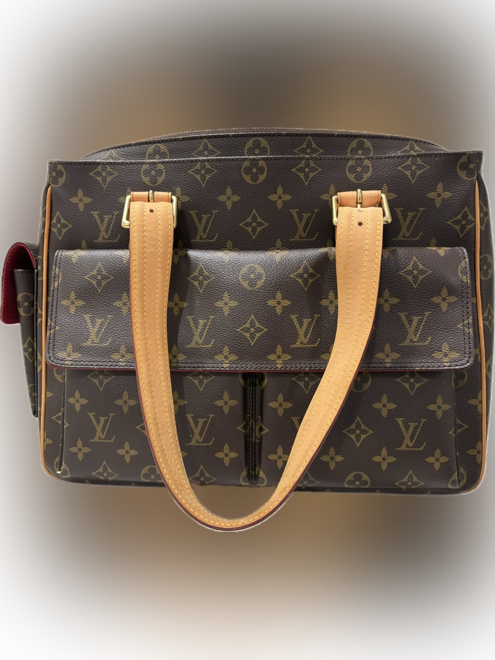 Louis Vuitton Multiple Cite Monogram Handbag with Tan Leather Handles